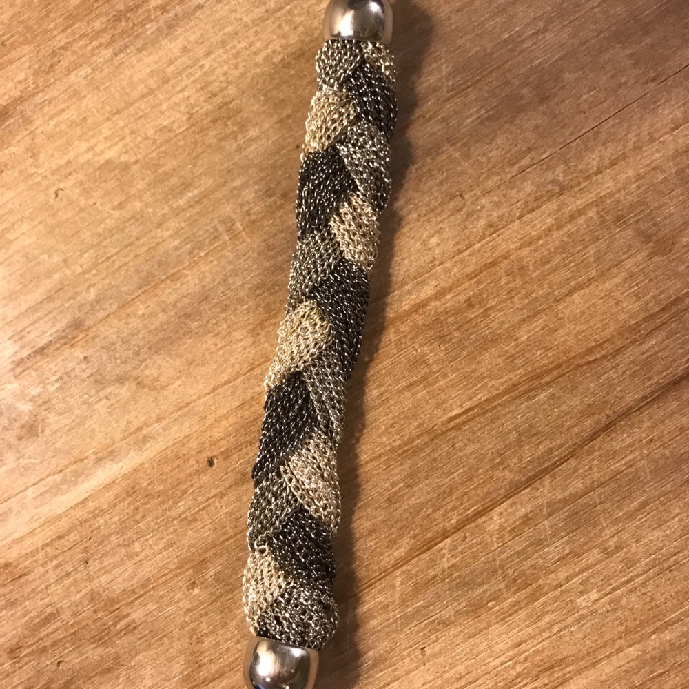 Silver mesh braided bracelet